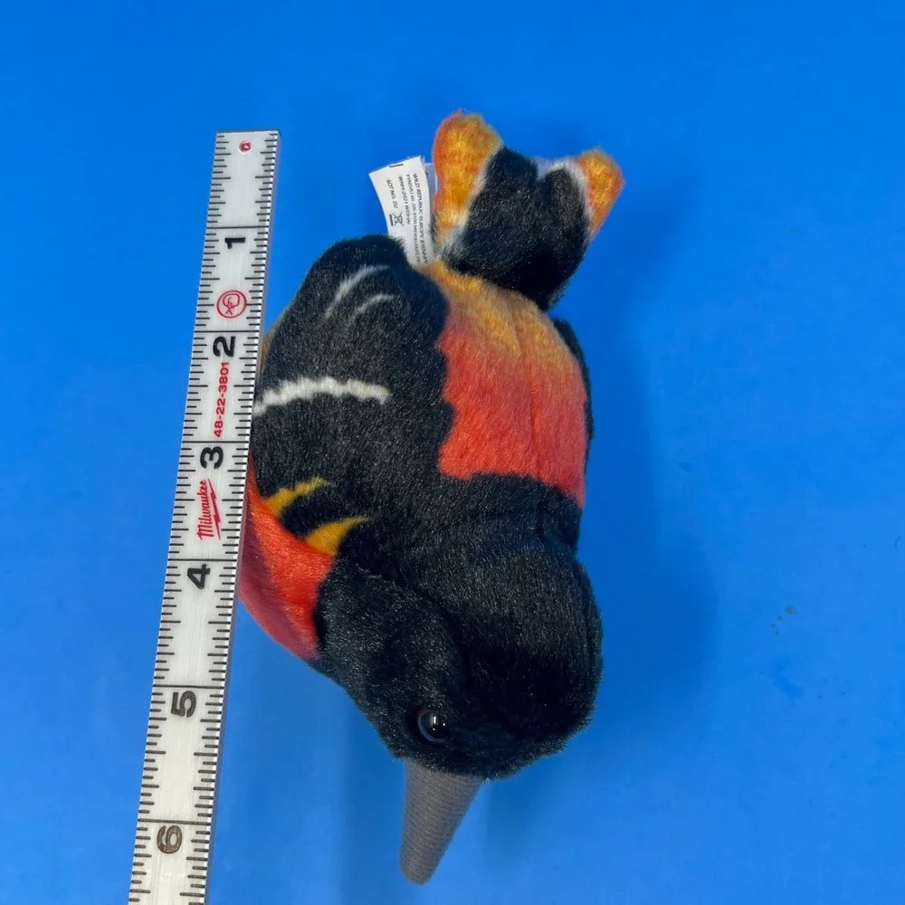 Wild Republic Baltimore Oriole Small Black‎ Orange Tweets Sound Bird Plush Toy